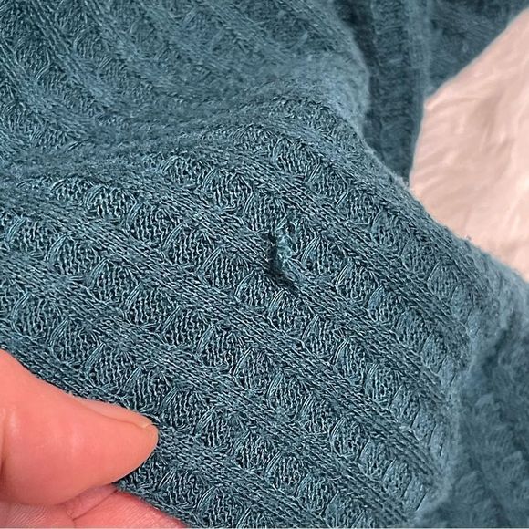 Chaser Thermal Knit Waffle Long Sleeve Top S Teal - Picture 12 of 12